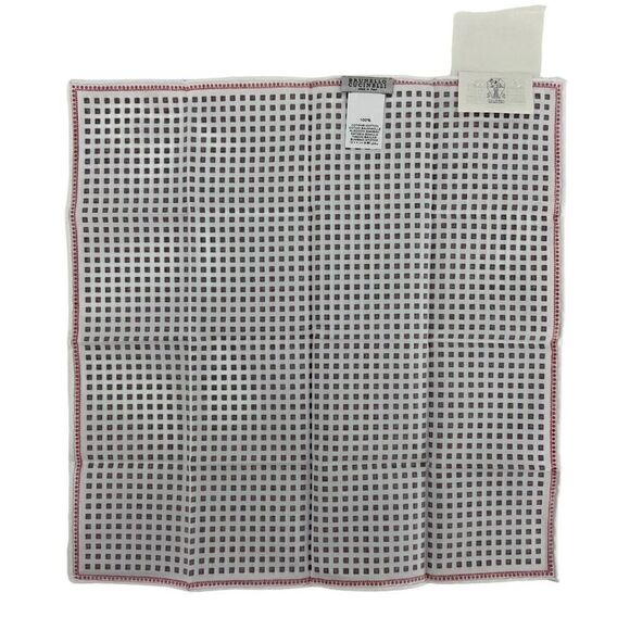 NWT Brunello Cucinelli Men’s Silk Pocket Square - Tiny Box Cubes - Picture 4 of 9